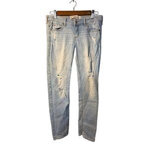 VTG Y2K Hollister Jeans 9R 29x33 Distressed Ripped Low Rise Straight Leg Denim